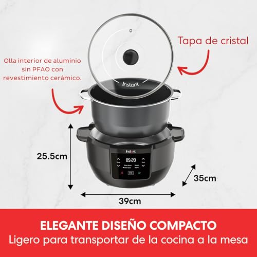 Instant Olla de Cocción Lenta Superior Gran Capacidad, Programable, Tapa De Cristal, 7.1L