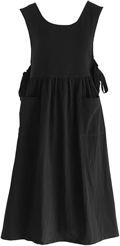 Miniatura 1 de Delantal con pechera de cintura ajustable, delantal de mezcla de algodón suave con bolsillos (negro)