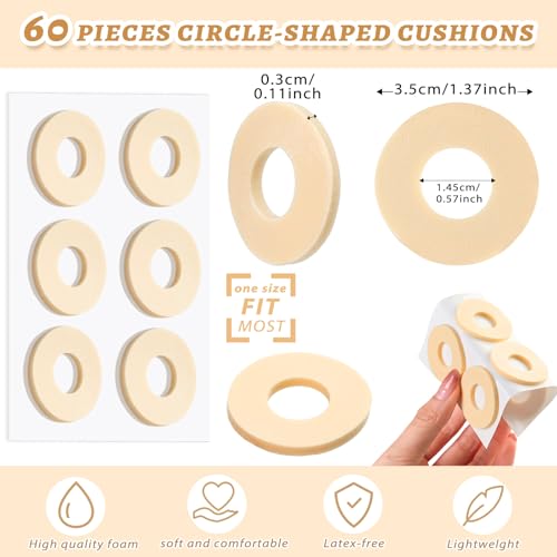 Image of Threlaco 60 Count Soft Foam Callus Cushions Round Corn Cushions Pads Water Resistant Self Stick Adhesive Callus Pads for Bottom of Foot Protect Corn from Rubbing and Friction for Men Women Foot Care