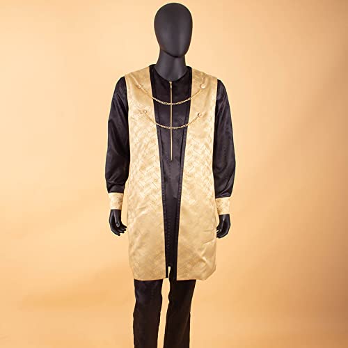 African Clothing for Men Zip Jacket Shirts and Pants 3 Piece Set Print Outfits for Wedding Evening3
