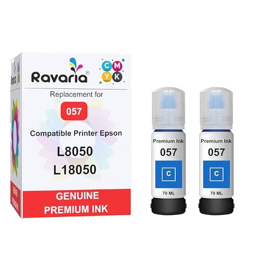 Image of 057 Compatible Ink for EP L8050 L18050 Printer. (057 Cyan 2 Pcs)