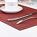 PIGCHCY Elegant Placemats with Matching Table Runner,Washable Durable Placemats Crosswoven Vinyl Table mats Sets(6pcs Placemats+1pcs Table Runner,Same Style,Burgundy Red)
