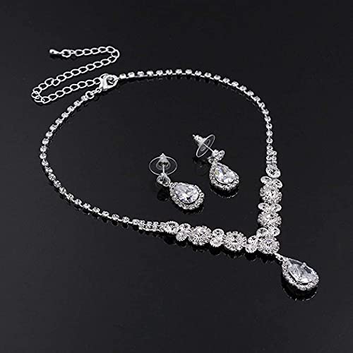 Cocide Silver Jewelry Set For Women Crystal Tiara And Necklace Kit For Girls Rhinestone Crown Earrings Neck Accessories For Bride Wedding Birthday Party Bridal Prom Bridesmaid Dress Up #TOP2