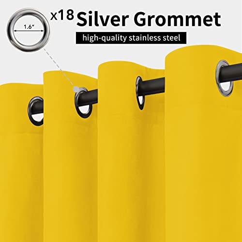 Image of Easy-Going Outdoor Curtains for Patio 1 Panel, 150x96 inch, Yellow | Waterproof, Windproof, Weatherproof Privacy Outdoor Curtains for Cabanas Porches and Pergolas, Grommet Top and Tab Bottom