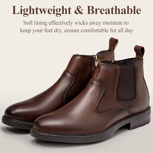 Image of OKKO Mens Chelsea Boots Genuine Leather Dress Boots for Men Classic Stylish Casual Slip On Ankle Boot for Men