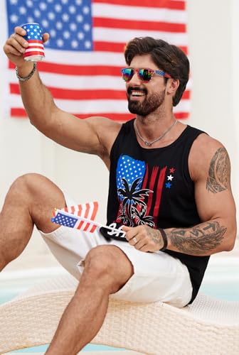 Image of VOGSTART Mens Hawaiian Beach Tank Tops Summer Vacation Muscle Top Graphic Sleeveless Shirts (S-3XL)