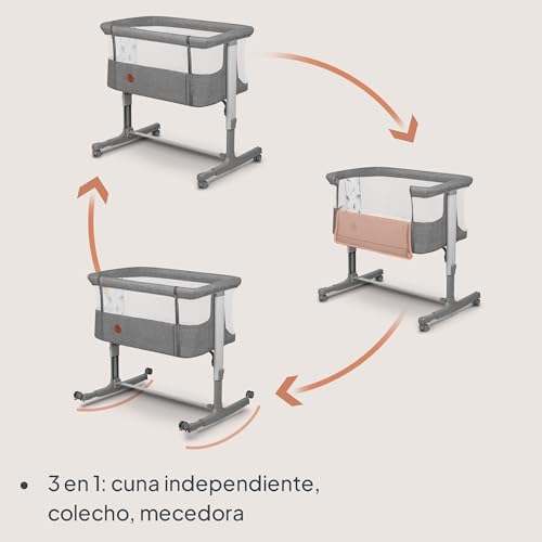 Miniatura 2 de Lionelo Aurora Cuna 3 En 1 Hasta 9 Kg, Cuna De Colecho, Cuna Mecedora, Ajuste De Altura E Inclinación Del Colchón, 4 Ruedas Con Freno, Colchón Ergonómico, Bolsa Grey Concrete Grey Concrete