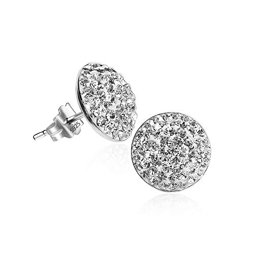 925 Sterling Silver Sparkle Crystal Half Dome Stud Earrings2