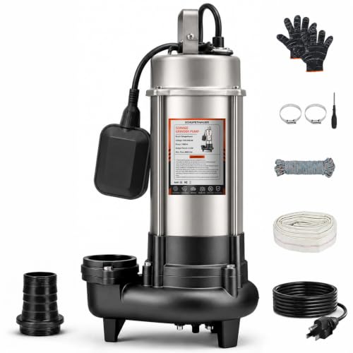 1.5 HP Sewage Grinder Pump, 110 V 6600 GPH Grinder Sump Pumps