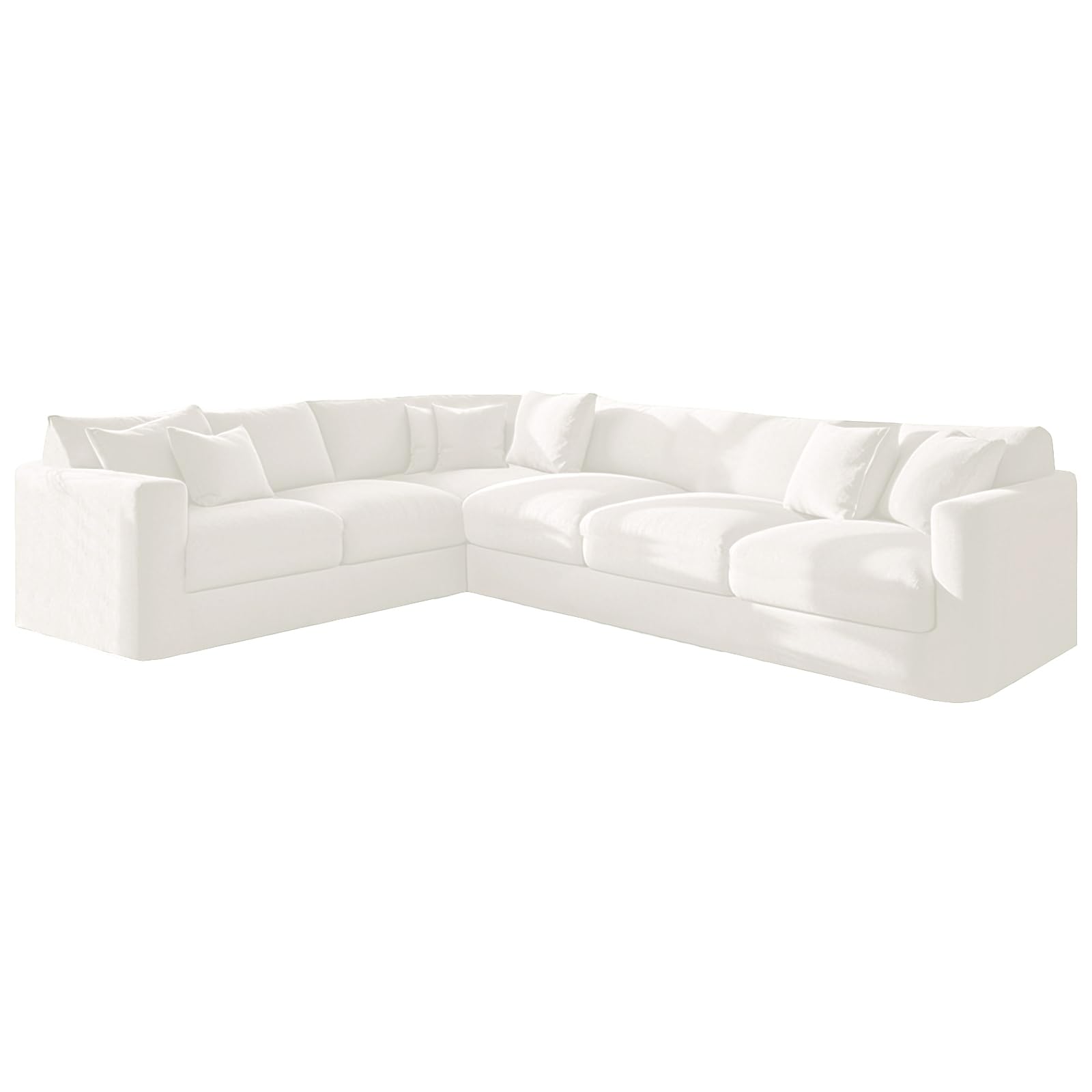 KYJSW L Shape Corner Sofa Cover Stretch Velvet Sectional Couch Covers 1/5/6/7 Seater Sofa Slipcovers Soft Non-Slip Furniture Protector (Ivory,6 Seat-2C3 9 PCS)