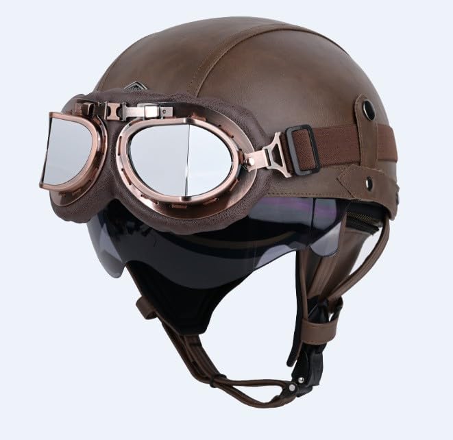 ヴィンテージヘルメット【鑑賞用】 Amazon.co.jp: レトロオープンフェイスオートバイレザー