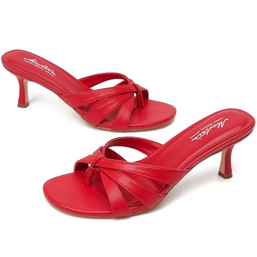 Image of Mostrin Kitten Heels for Women Pointed Toe Vintage Mules Heels Sexy Slip on Stiletto Backless Sandals for Party Wedding Daily