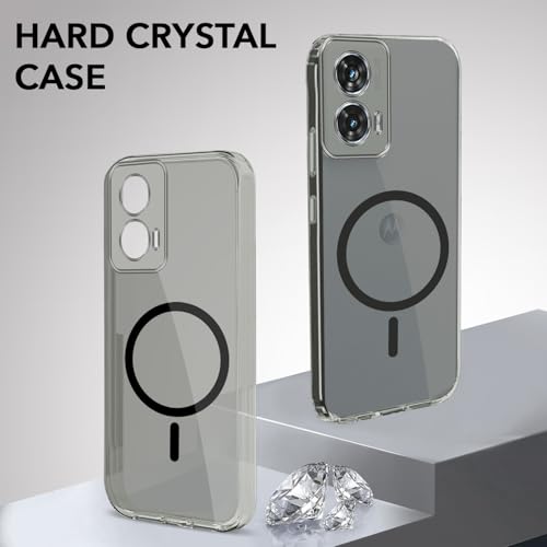 Image of Jkobi Lifetime Anti-Yellow MagSafe Compatible Clear Back Cover Case for Motorola Moto Edge 50 Fusion (Sleek Hard Crystal | Shockproof and Camera Protection)