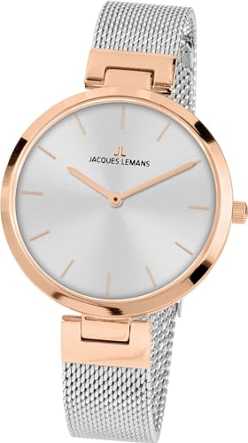 Montre femme quartz analogique Jacques Lemans cadran acier inoxydable classique
