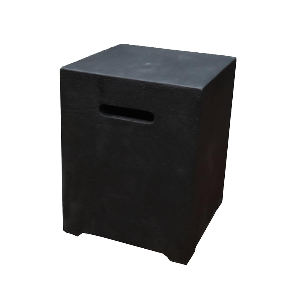Elementi Dark Grey Propane Tank Cover Fire Pit Accessories Square 20 Inches Concrete Outdoor Side Table Fits Standard 20 Pound Propane Tank Hideaway Table