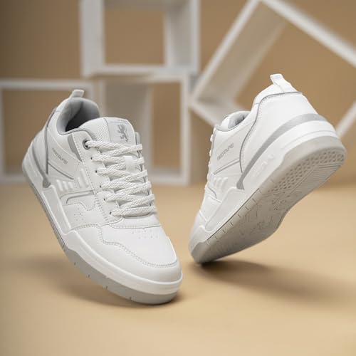 Image of Red Tape Women's Sneakers Grey White Pu TPU Round Toe Lace-Up
