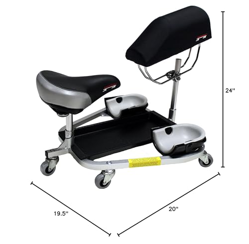 Racatac Kneeling/Sitting Creeper w/3" Casters & Chest Support, Black