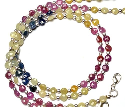 Saphir multicolore naturel en fil de perles de 17 pouces pour concevoir vos bijoux d'été bohèmes
