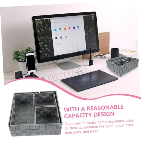 Boîtes de rangement de bureau gris porte-objets divers plastique multifonctions