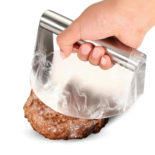 Prensa hamburguesas, Prensador de hamburguesas, Smasher redonda, Burger press, Aplastador de hamburguesas profesional, Molde Hamburguesas, Acero Inoxidable Antiadherente, 14.3 cm diámetro