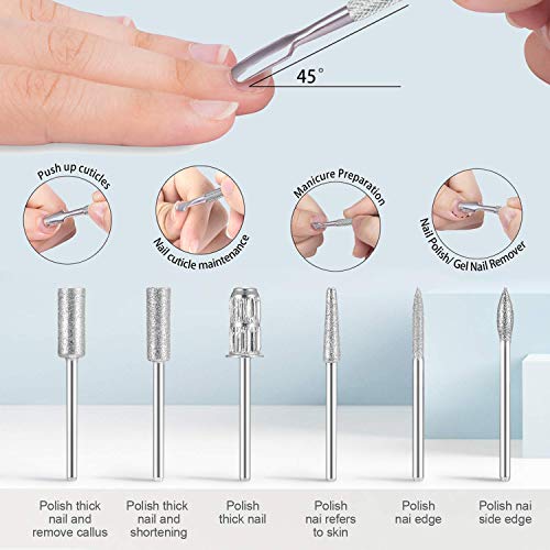 UNIBOUTI Portable Electric Nail Drill Professional Efile Nail Drill Kit for Acrylic Gel Nails, Manicure Pedicure Polishing Shape Tools with Nail Drill Bits and Sanding Bands - Black
