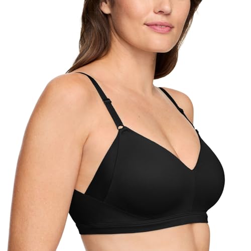 Warner's Women's No Side Effects Underarm and Back-Smoothing Comfort Wireless Lift T-Shirt Bra RN2231A, Black, XL