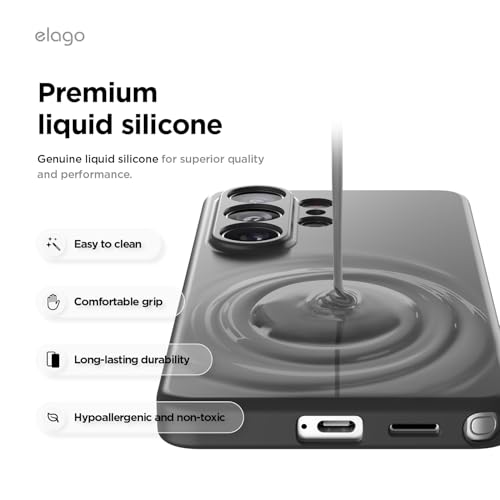 Image of elago Magnetic Silicone Case Compatible with Samsung Galaxy S26 Ultra Case, Compatible with MagSafe Accessories, Protective Cover, Shockproof, Slim, Anti-Scratch Soft Microfiber Lining (Black)