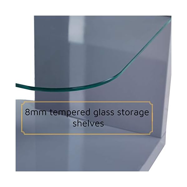 GOLDFAN High Gloss Side End Table Modern Coffee Table with Glass Storage Shelves Bedside Tables for Living Room Lounge - Image 5
