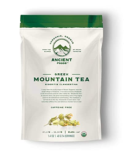 Ancient Foods Fresh Mountain Organic Greek Mountain Tea Caffeine Free Loose Leaf from Greece (40g)