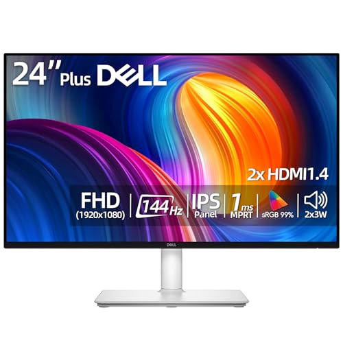 Image of Dell 24 inch FHD Monitor, 144Hz, 1ms, IPS Panel, LED Display, AMD FreeSync, sRGB 99%, 1500:1 Contrast Ratio, Anti-Glare, VESA, 2x3W Speakers, 2 X HDMI 1.4, Height /Tilt /Swivel /Pivot, Adjustability