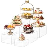 Nuoyiman 6er-Pack Acryl-Buffet-Ständer, Ausstellungsständer mit hohlem Sockel, Dessertständer für Weihnachtsfeiern, Hochzeiten, Geburtstage und Familienfeiern (transparent)