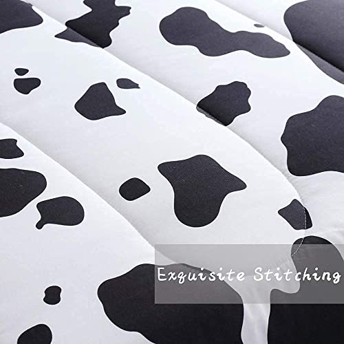 Winlife Cow Print Comforter Set 5 Piece Black White Bedding Comforter Bed In A Bag (Comforter + Top Sheet + Fitted Sheet + 2 Pillowcases) Bedding Set For Boys/Girls #TOP3