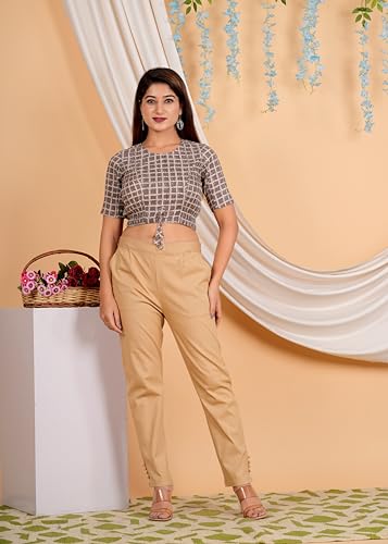 Image of Yash Gallery Women's Cotton Zig-Zag Printed Regular Regular Fit Short Sleeve Blouse