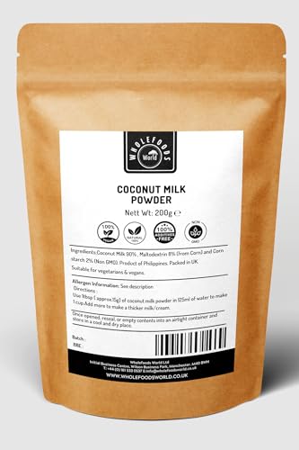Coconut Milk Powder | 100% Natural | Non-GMO | Dairy-Free No Colouring | Packed in Resealable Kraft Paper Pouch | Vegan & Vegetarian Friendly | Eco-Friendly Milk Alternative (200g)