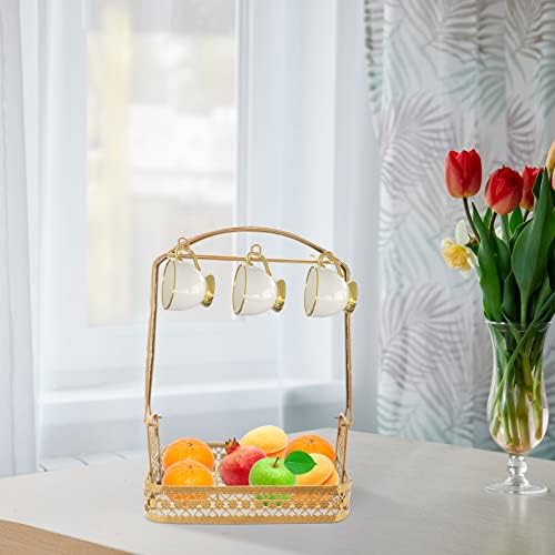 Gearific Coffee Mug Holder, Metal Coffee Mug Rack Holder, Storage Drying Rack for Table Office Kitchen Counter Cabinet (Gold)