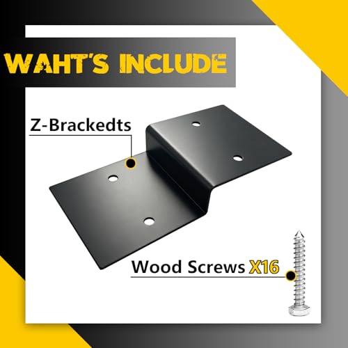 VEVIVOOVY 12.5“ x 5” Heavy Duty Steel Z Bracket,Double Angle Channel Profile Corner Brace for Shelf Fixing Timber Connector Pergola Hardware Brackets for Pavilion,Tree House with Screws(8Pack) by VEVIVOOVY - Image 3