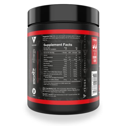 Vedge Nutrition Watermelon Pre-Workout | Vegan Pre-Workout | Dairy Free, Soy Free, Non-Gmo | Long Lasting Energy, No Crash | Caffeine, Citrulline Malate, Nitric Oxide Booster | 40 Servings #TOP1