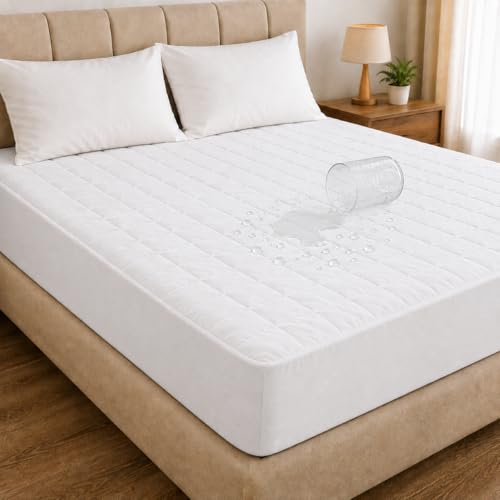 Image of RESTIFY 100% Waterproof Quilted King XL Size Mattress Protector 78x72 Inch 6.5x6 Ft Fits Upto 10 Inch Mattress | Premium Cotton Breathable Bed Protector | Mattress Cover for Double Bed |White