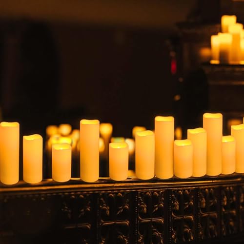 Image of Enpornk Set of 96 Flameless Led Battery Opeated (D2.2'' x H4''5''6'') Waterproof Indoor Outdoor Candles with 10-Key Remotes and Cycling 24 Hours Timer