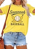 Baseball Shirt Baseball Player T-Shirts Team Women Ballgame Graphic Tshirt Game Day Fan Tee Casual Short Sleeve Top Lemon Yellow