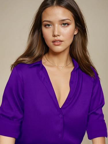 Image of Aahwan Women Satin Regular Fit Black Solid Button Up Drop Shoulder Officewear Casual Formal Long Sleeve Shirt