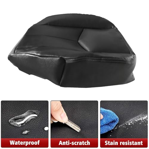 NLQR Driver Side Bottom Seat Cover Replacement Leather Compatible with Chevrolet Silverado Avalanche Tahoe Suburban Yukon XL GMC Sierra 1500 2500 3500 2003-2007 Left Lower Synthetic Leather Dark Pewte by NLQR - Image 5