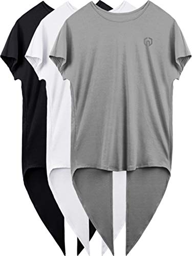 Neleus Women\'s 3 Pack Open Back Workout Shirt Yoga Top,Black/Grey/White,S,EU M