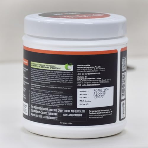 Image of BeingMount Raze Code Pre Workout Supplement, Masala Lemonade Flavour, Power Formula with X Factor, No Energy Crash, Hydration Reloaded, 200g