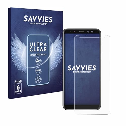 Savvies 6 Stück Schutzfolie für Samsung Galaxy A8 2018 Bildschirmschutz-Folie Ultra-Transparent