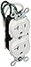 Leviton 5340-W 20-Amp, 125-Volt, Slim Body Duplex Receptacle, Straight Blade, Commercial Grade, Leaded, White