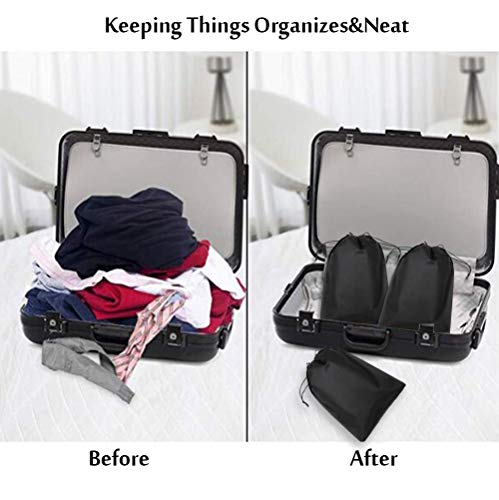 Travel Shoe Bag, Veesoo 30PCS 10x14 Inch Black Waterproof Non-Woven Large Cloth Shoes Bags with Drawstrings Storage Pouch Bag for Men and Women Travel Packing Organizer Storage Carrying, Pack of 304
