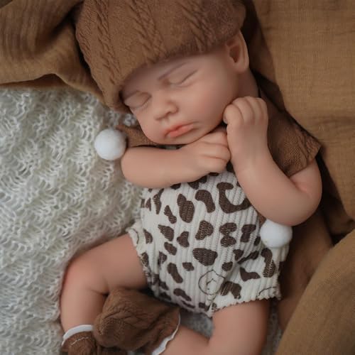 SOFTMARY Lifelike Reborn Baby Dolls - 12-inch Full Silicone Newborn Real Life Baby Dolls with Realistic Veins & Sleeping Pose - Real Baby Reborn Gift Set for Kids Age 3+