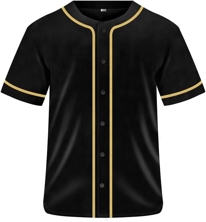 CZICVYMens Baseball Jersey Plain Baseball Jerseys Short Sleeve Button Shirt Blank Jersey Multiple Colors S-3XL
