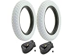 CYCLEZ Pair/Set (2) - 12 1/2" x 2 1/4" White Bicycle Tires and (2) 12" Standard American/Valve Tubes
